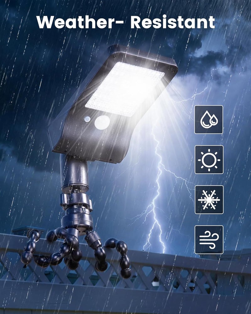 Thumok Solar Fence Lights Outdoor, 60 LEDs Motion Sensor Security Light with Flexible Octopus Tripod, 3 Lighting Modes, Adjustable Angle for Fence Deck Camping Patio (4) - Image 4